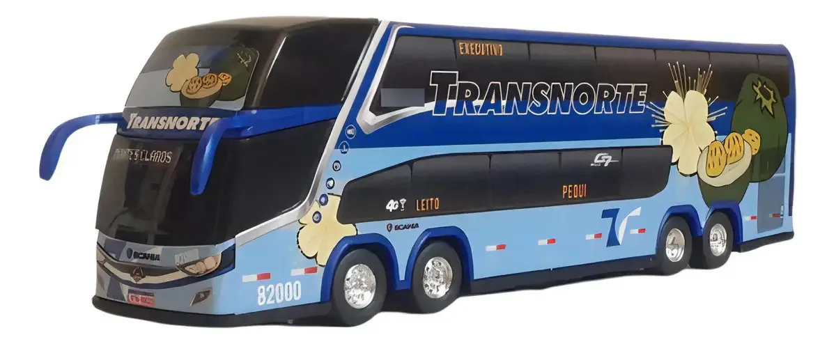 Miniatura Ônibus 4 Eixos Transnorte Pequi Cor Azul