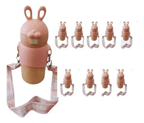Kit 10 Garrafas Térmicas 400ml Infantil Alça Adesivo 3d Cor Rosa