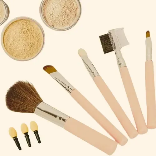 Kit Pincéis Para Maquiagem 8 Pincéis Coloridos Cor Rosa