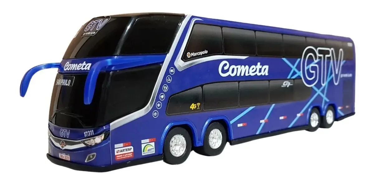 Brinquedo Em Miniatura Ônibus Cometa Gtv 1800 Dd Cor Azul