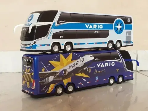 Kit Com 2 Miniaturas Varig Brasil Cor Branco E Azul
