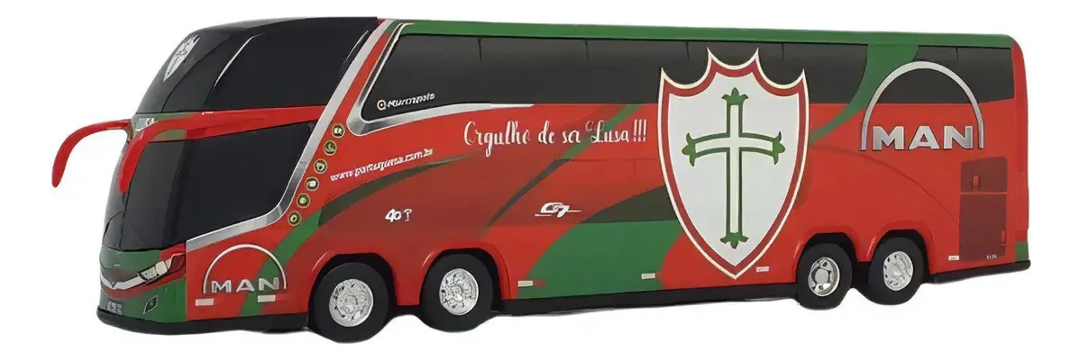 Brinquedo Em Miniatura Ônibus 4 Eixos Time Portuguesa Cor Vermelho