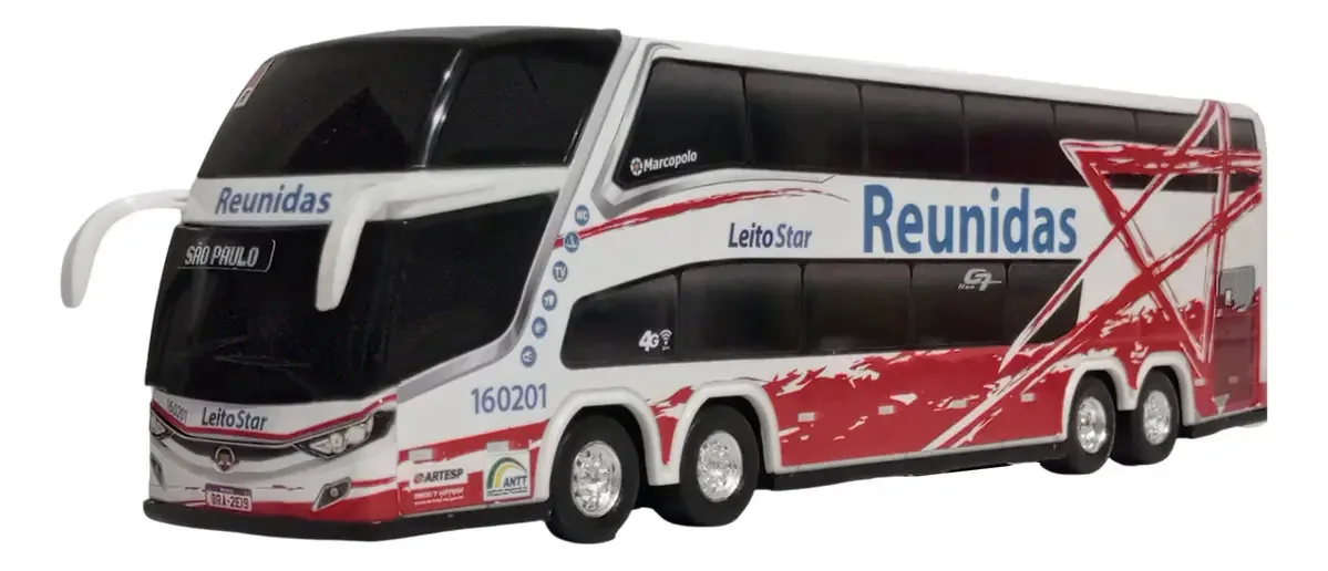 Carrinho Ônibus Miniatura Reunidas Leito 2 Andares