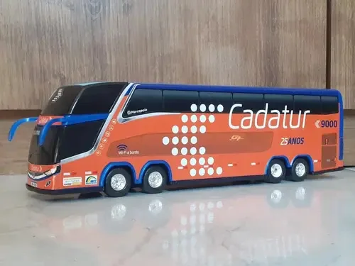 Miniatura Ônibus Cadatur 4 Eixos Cor Azul/laranja