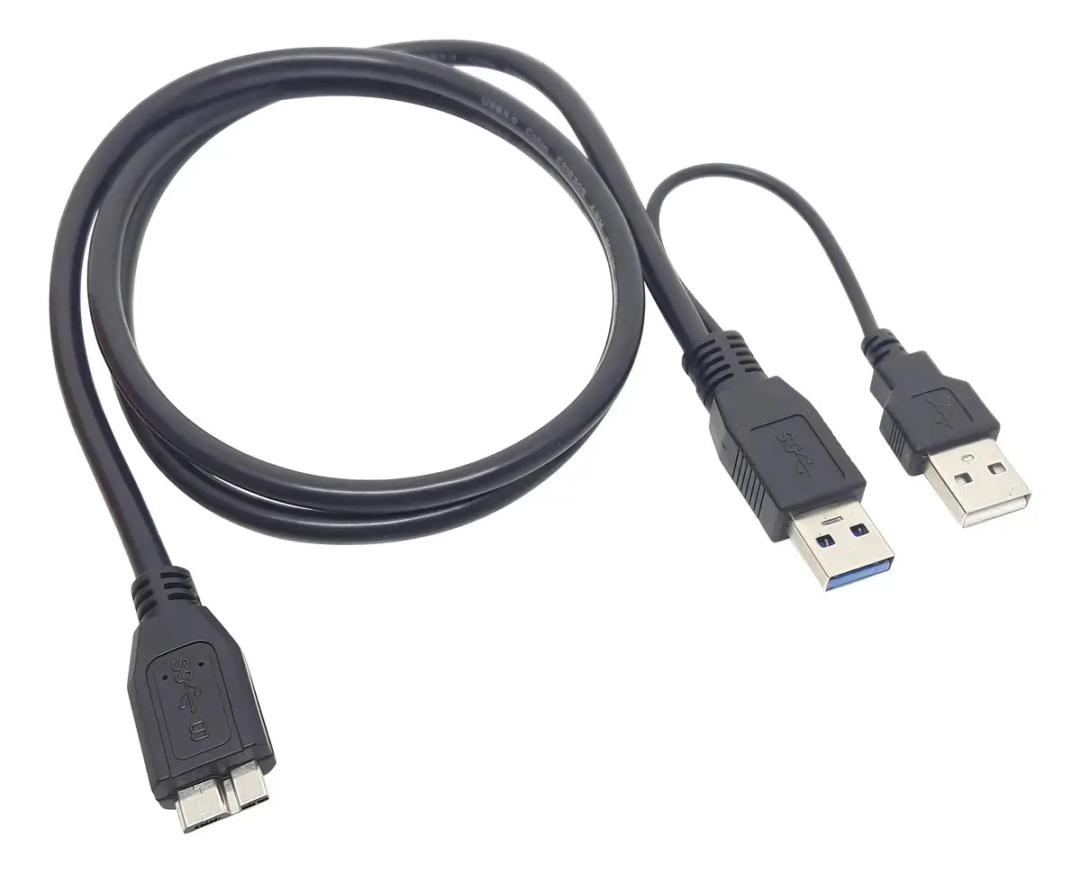 Cabo Usb 3.0 Y Hd Externo Para 1tb, 2tb E 4tb Cor Preto