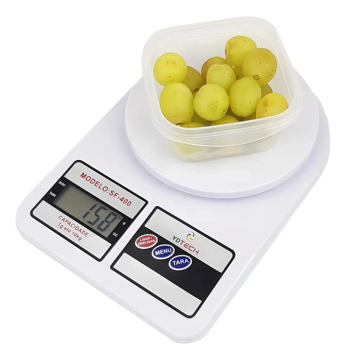 Kit 10 Balanças De Cozinha Branca 10kg Digital Função Tara Cor Branco