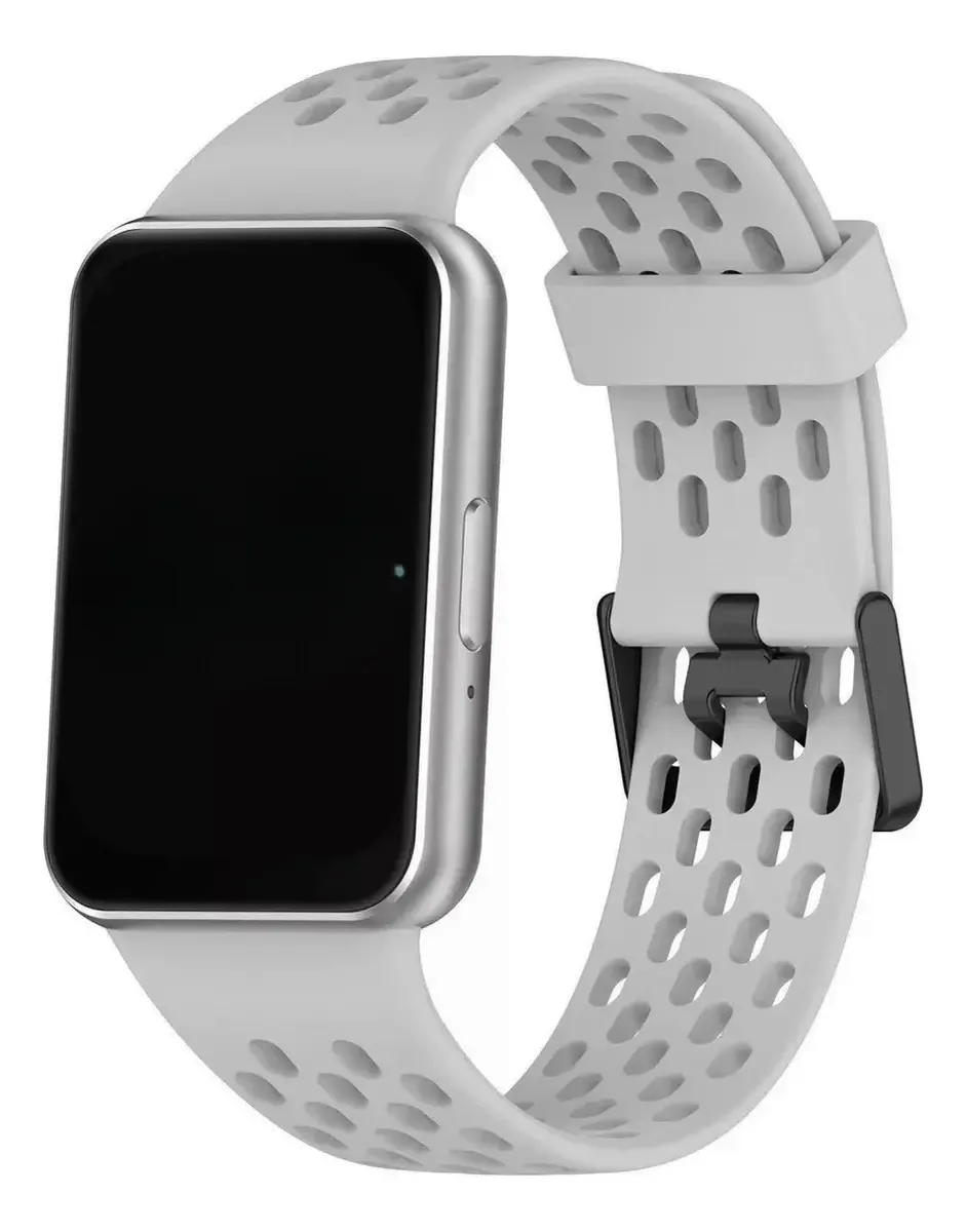 Pulseira Furadinha Anti Suor Para Samsung Galaxy Fit 3 Cor Cinza