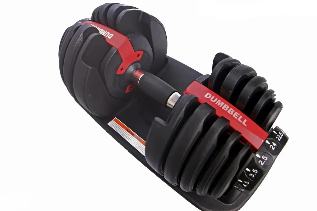 Halter Regulável Vermelho 24kg - Dumbell Drumbell Anilhas Cor Preto e Vermelho