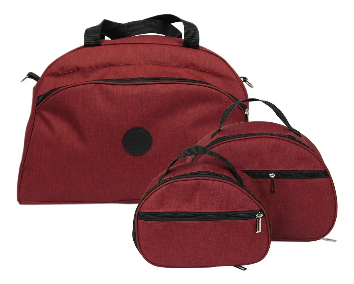Kit Bolsa De Viagem Feminina Grande E 2 Necessaires M E P Cor Bordô