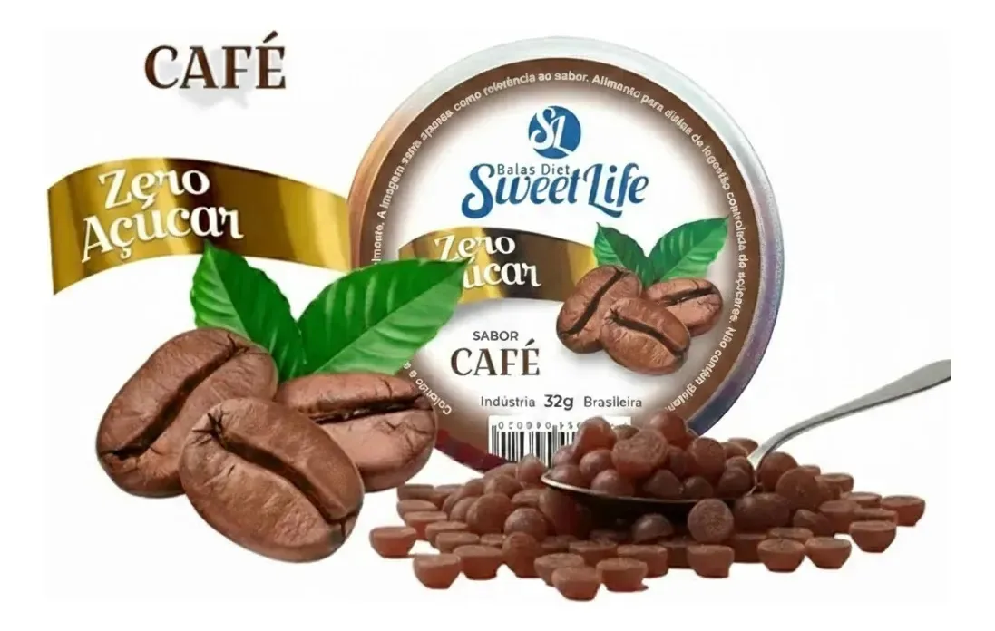 Bala Diet Dura Café Sem Açúcar Coffee Sweet Life 3 Latinhas