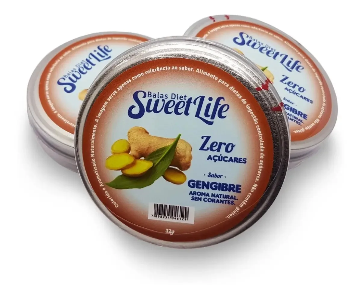 3 Latinhas De Balas Diet De Gengibre Zero Açúcar Sweet Life