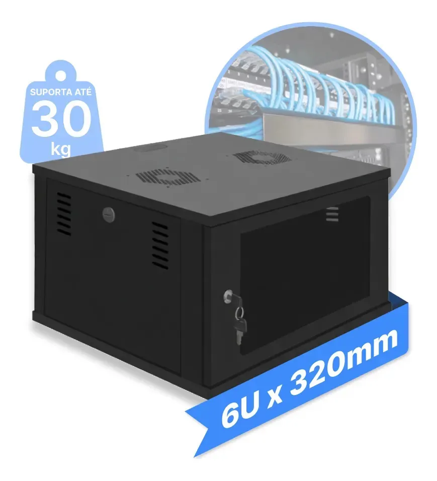 Mini Rack / Parede 19'' 6u X 320mm Soldada Cor Preto