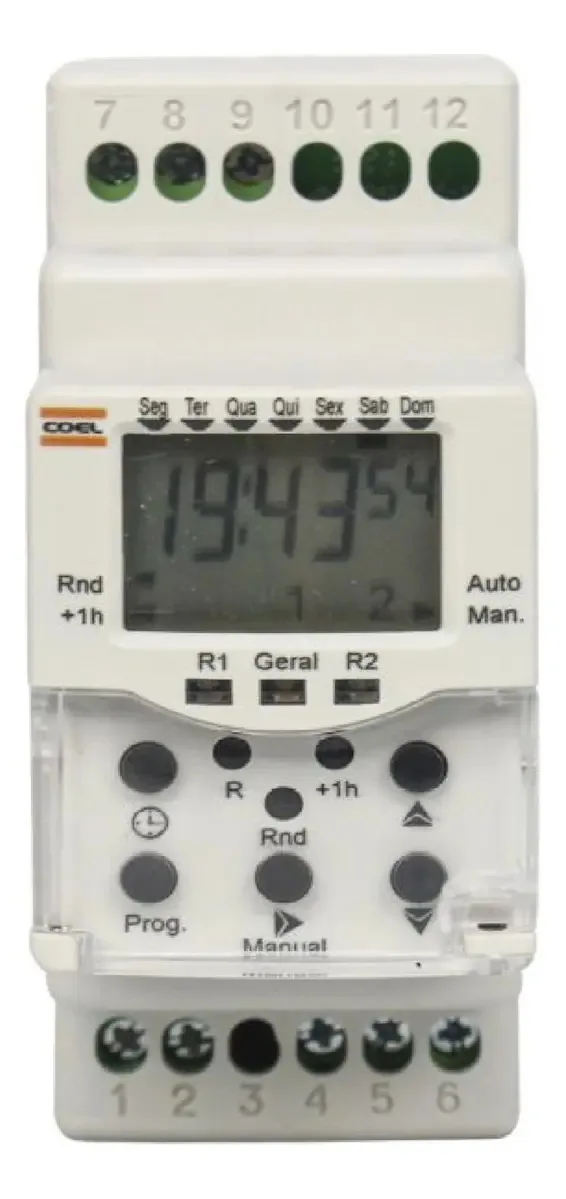 Programador Horário Digital 220V Coel BWT-40DRRP-REC 40 Programas 2 Relés