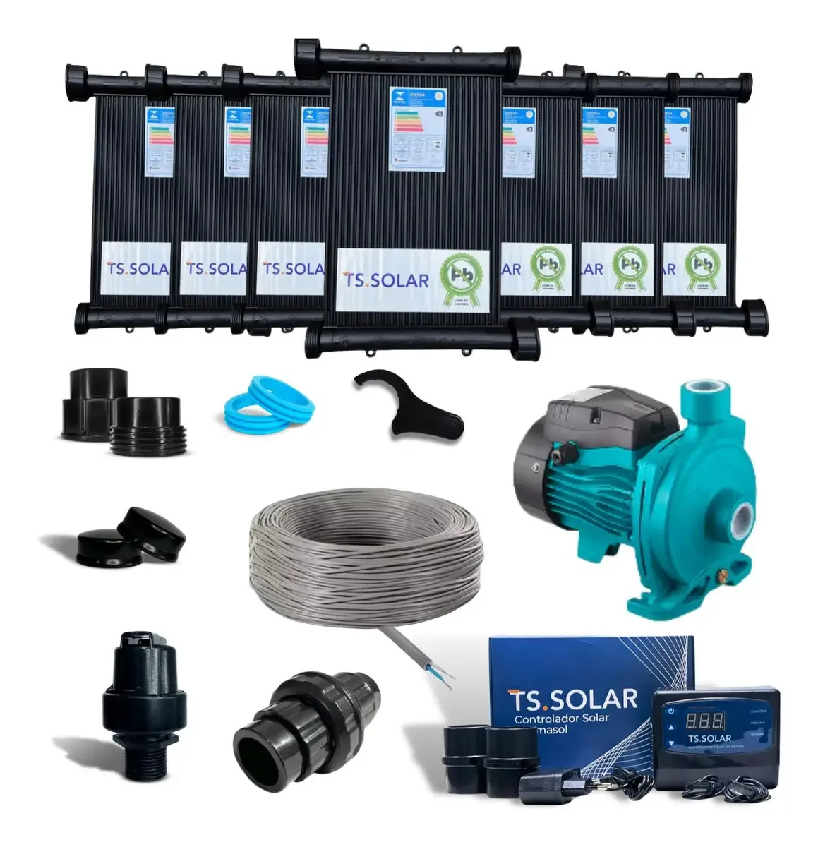Aquecedor Solar Piscina 25 Placas 2m+ Cdt + Valvulas +bomba