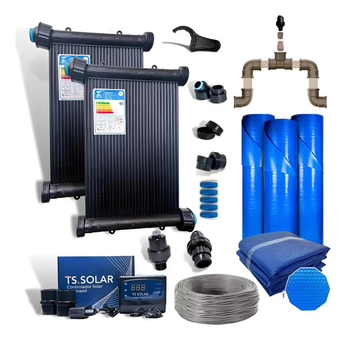 Kit Aquecedor Solar Piscina 12 Placas 15.000l + Capa Térmica