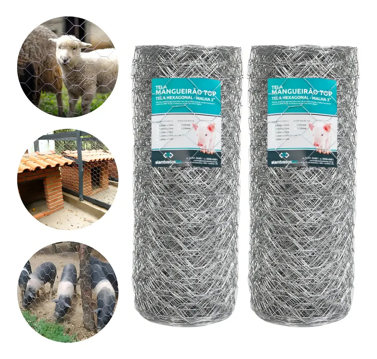Tela Mangueirão Hexagonal 50m Aço Galvanizado Prateado 0,80m ALAMBRADOS TOP