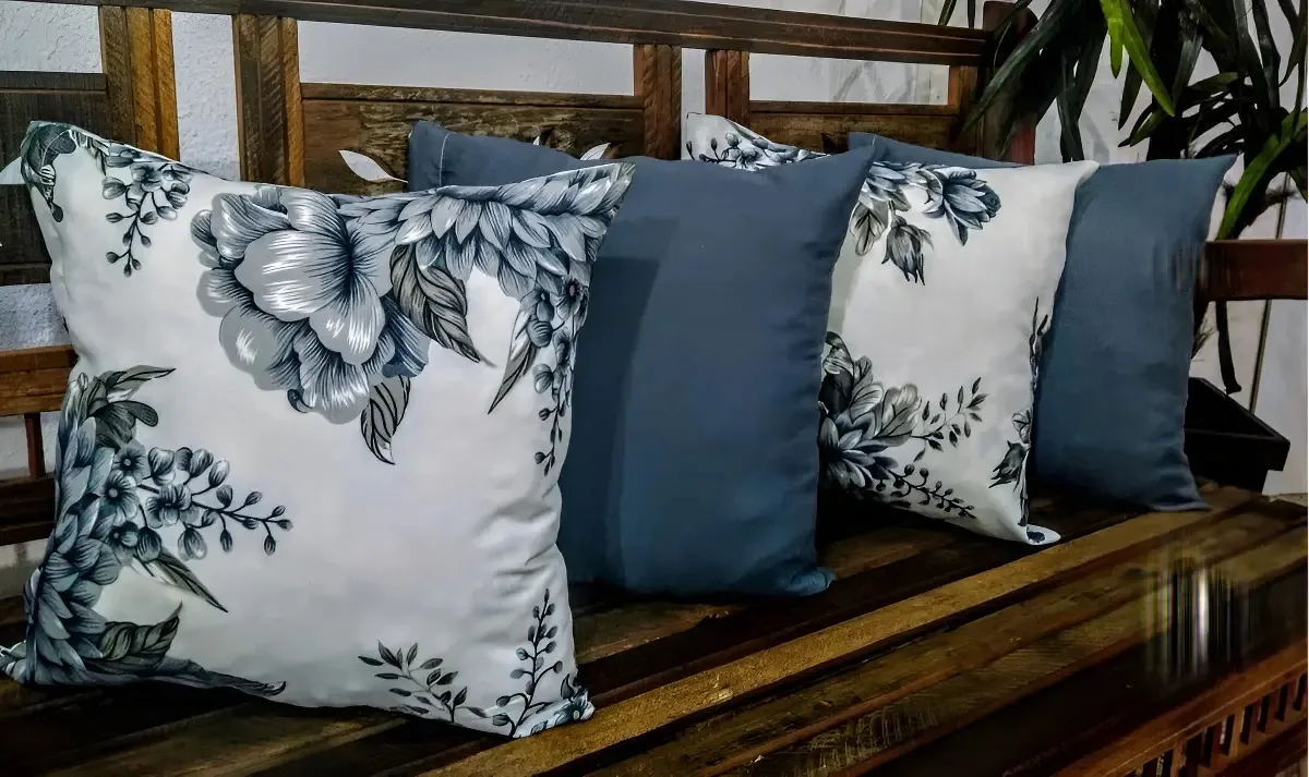 Kit 4 Capas Almofadas 45x45cm Gorgurinho Floral/oxford Cinza