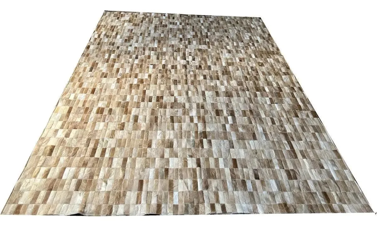 Tapete De Couro Bege 2,00x3,00 Sem Bordas Peça 3x9cm