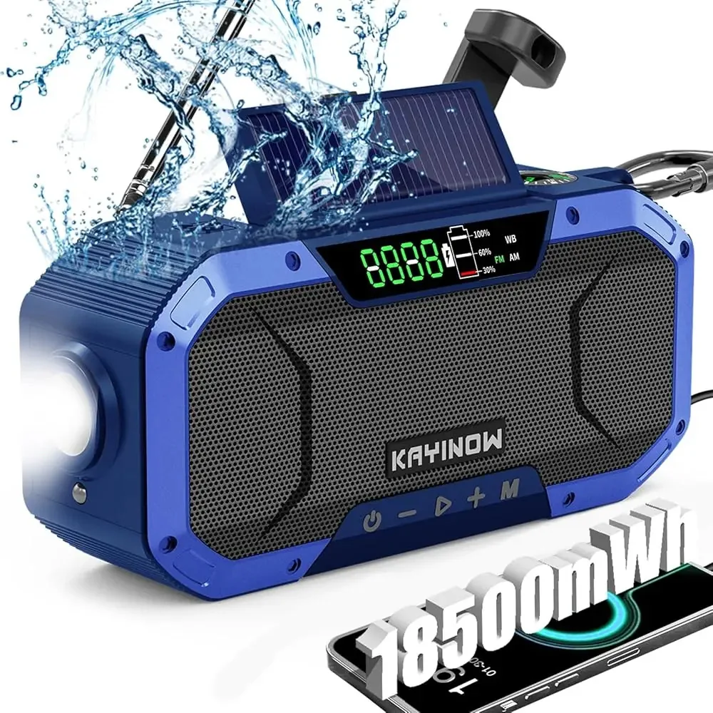 Rádio de emergência, manivela de energia solar, rádio meteorológico