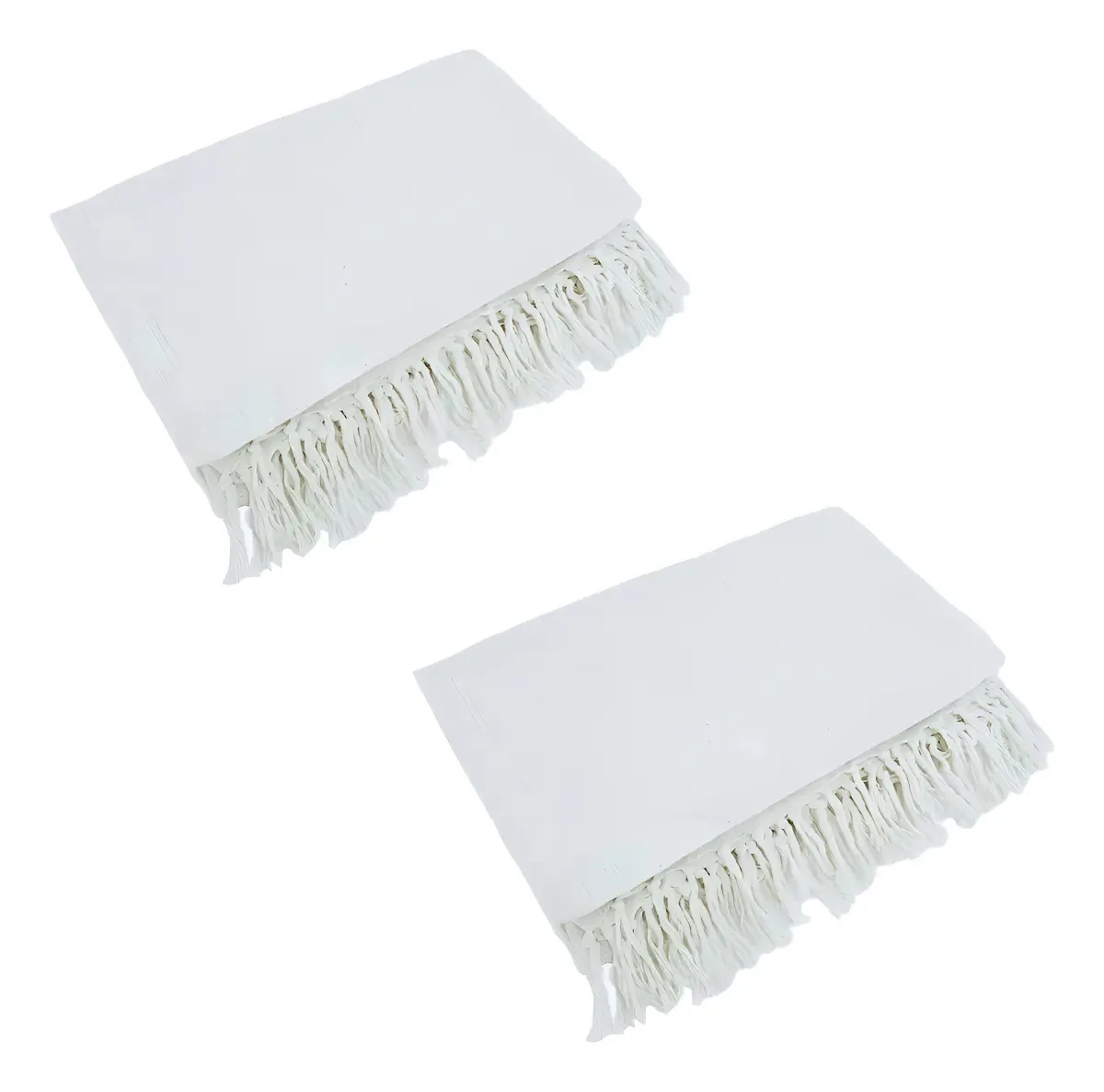 Kit 2 Mantas Artesanais Brianoredes Para Sofá 2,40x1,80 Algodão Branco