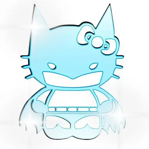 Acrílico Decorativo Espelhado Hello Kitty + Batman Azul