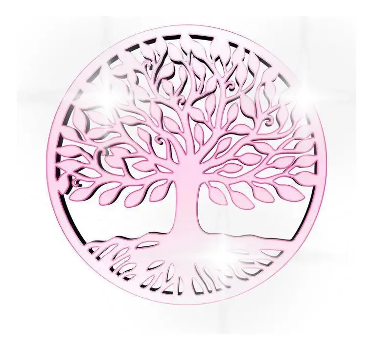 Acrílico Decorativo Espelhado Árvore Da Vida Rose