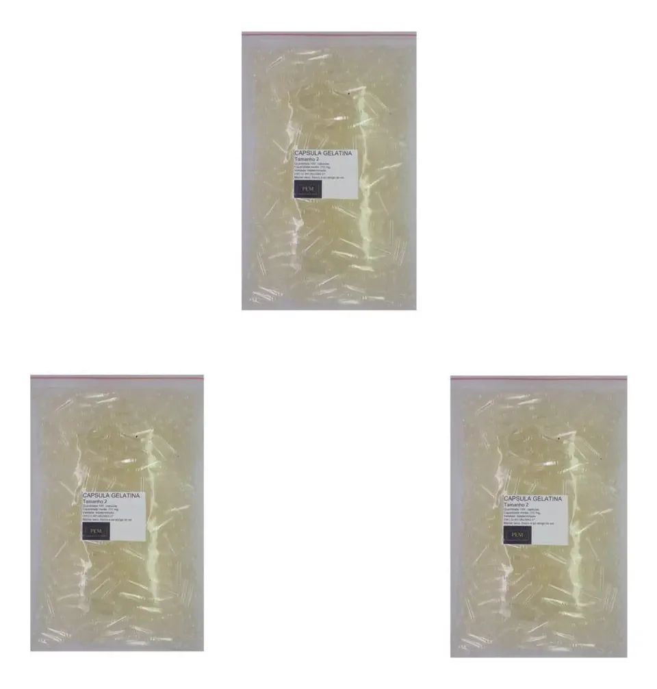 Cápsulas Vazias De Gelatina Incolor N2 (350mg) 3 Com 100