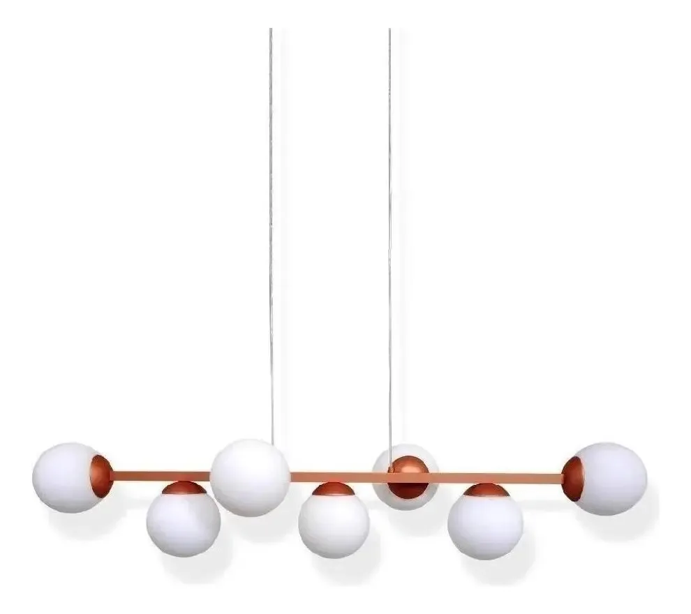Lustre Pendente Trilho Bubble C/7 Globos - Cobre