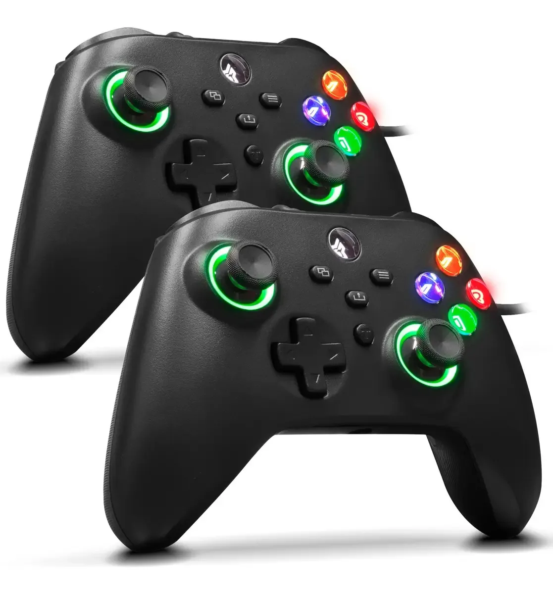 2 Controles Video Game Com Fio Pc Xbox One Series S X Cor Preto