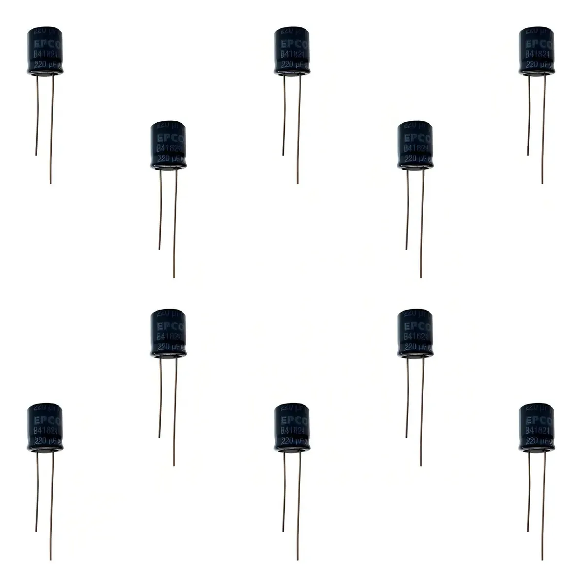 Kit 10 Capacitores Eletrolíticos Epcos 220uF 50V B41821A6227M