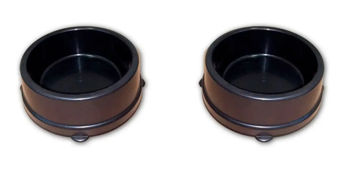 Kit 2 Comedouros Pote Ração E Água Comida 1100ml Cães E Gato Cor Preto
