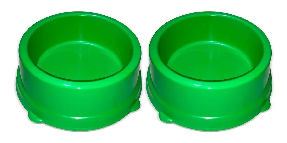 Kit 2 Comedouros Pote Ração E Água Comida 2lt Cães E Gato Cor Verde