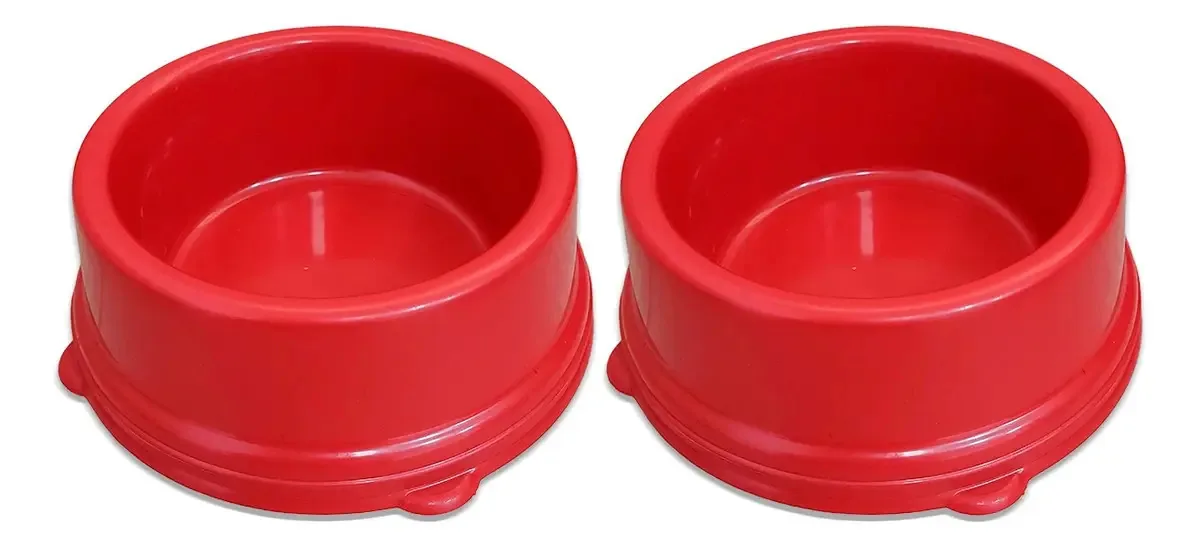 Kit 2 Comedouros Pote Ração E Água Comida 2lt Cães E Gato Cor Vermelho