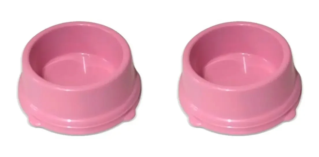 Kit 2 Comedouros Pote Ração E Água Comida 600ml Cães E Gato Cor Rosa Candy