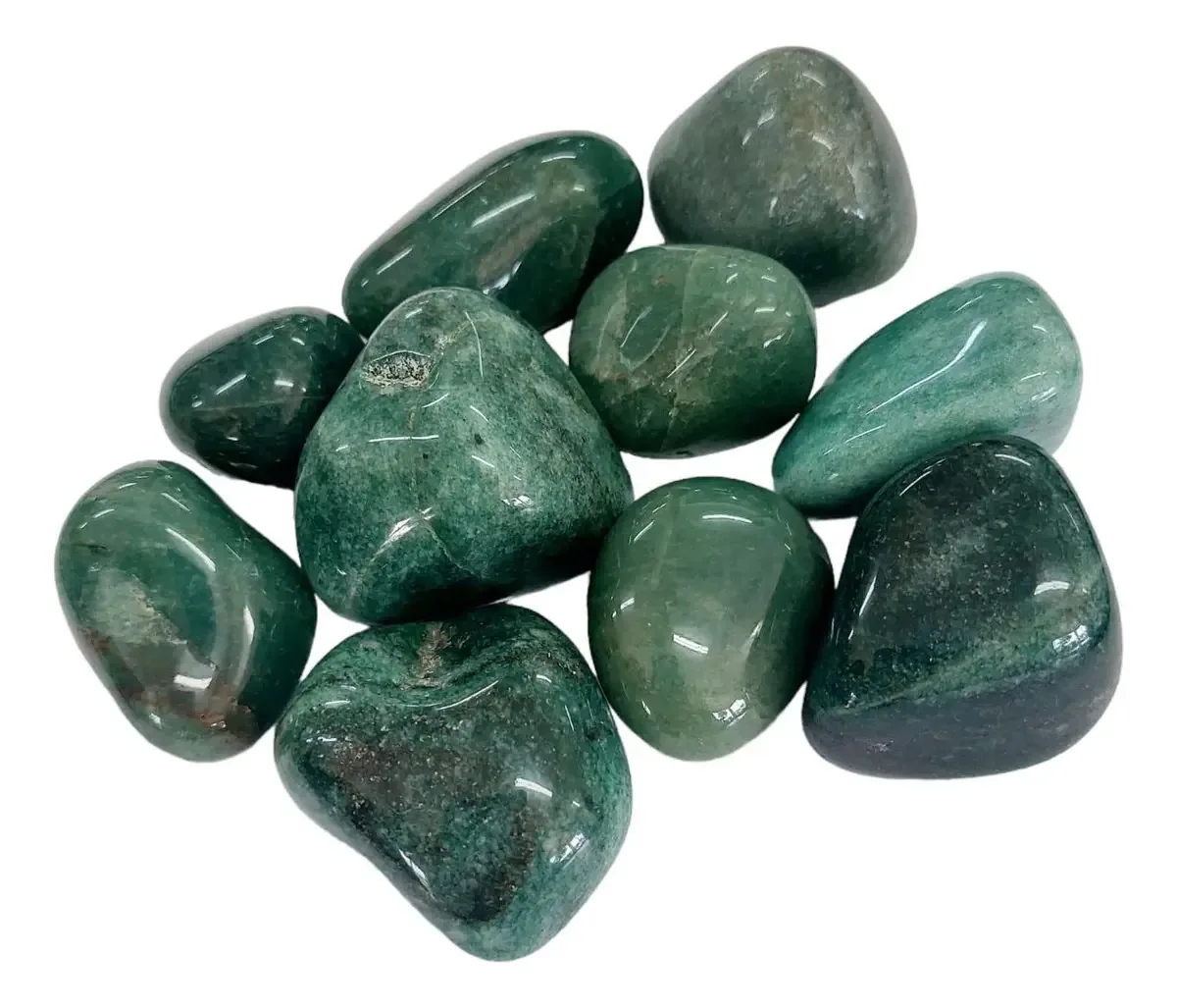Kit 10 Pedras Quartzo Verde Rolada Tamanho Médio