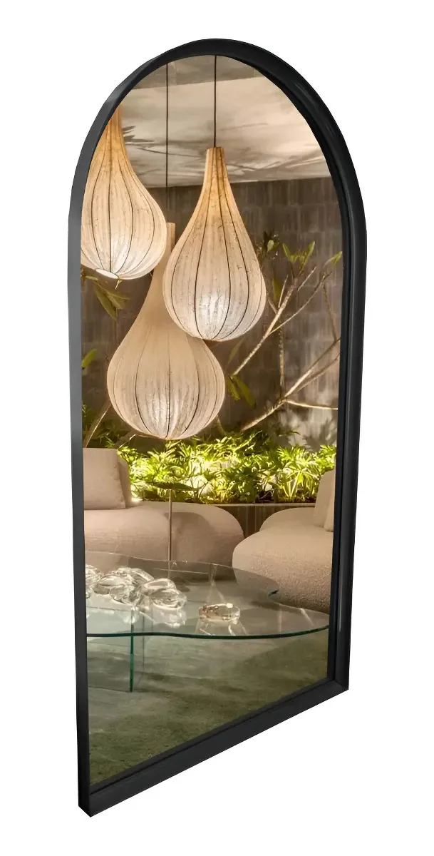 Espelho Oval Base Reta Moldura Metal 100x60cm Para Banheiro