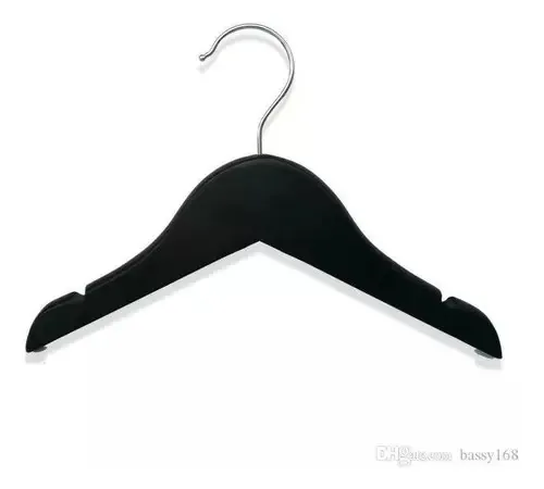 Cabide De Madeira Preto Simples Infantil Bebe 100 Peças