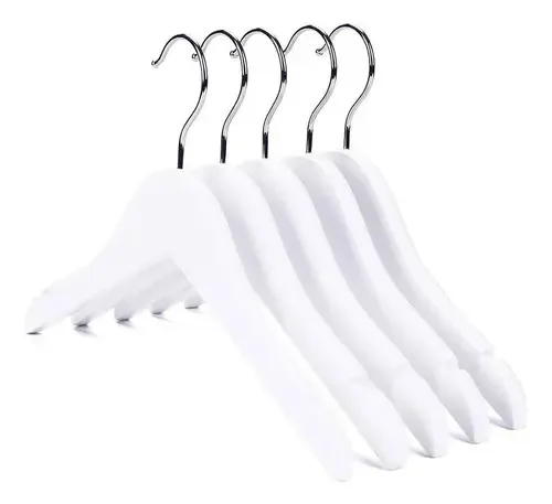 200 Cabide Roupa Infantil Bebê Madeira Branco Antideslizante