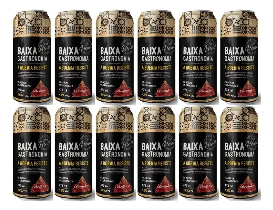 12x Cerveja Bruder Baixa Gastronomia Lata 473ml Low Carb