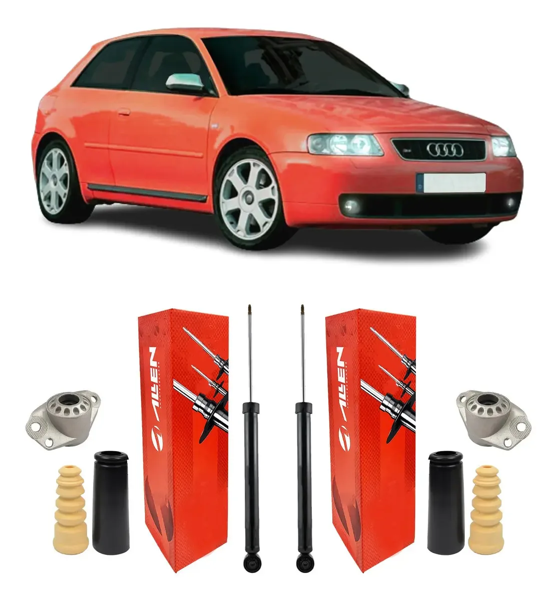 2 Amortecedor + Kit Amortecedor Traseiro Audi A3 1998 A 2006