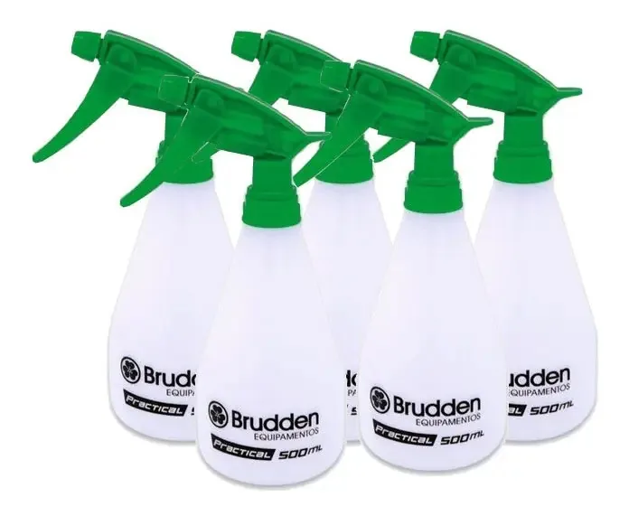 Kit com 5 Pulverizadores Manuais Brudden Practical de 500 ml, Branco