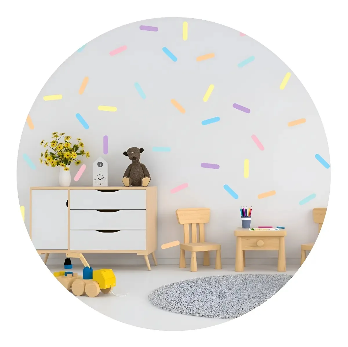 Adesivos De Parede Confetes Tons Pastéis 200un Cobre 7m² Cor Colorido