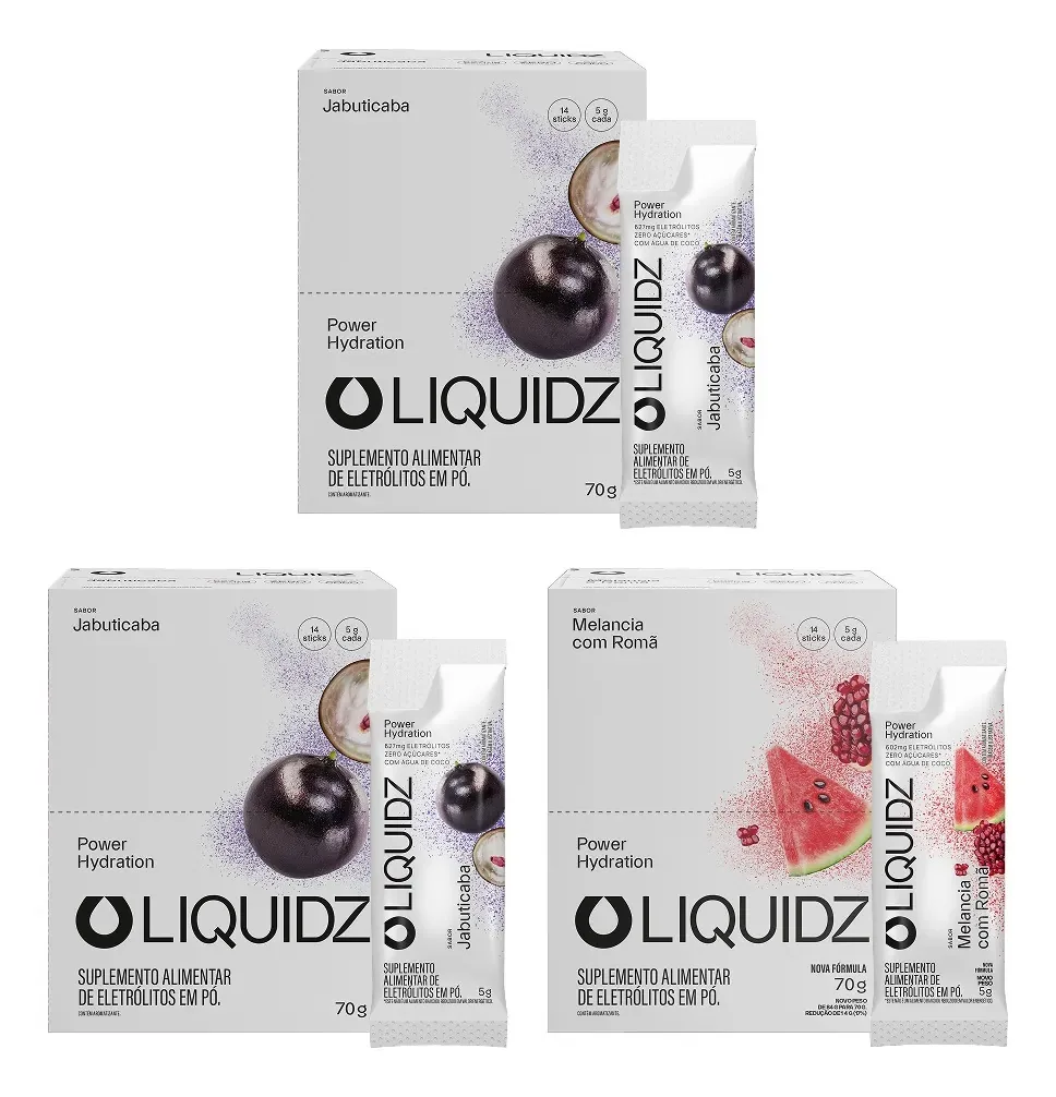 Liquidz® Eletrólitos Zero Açúcar 2 Sabores - 3cx - 42 Sachês
