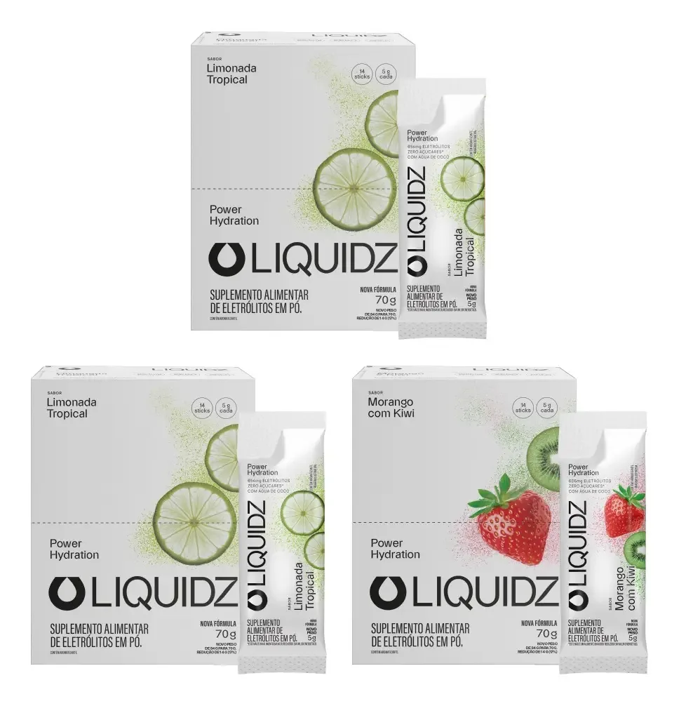 Liquidz® Eletrólitos Zero Açúcar Limonada|morango 42 Sachês