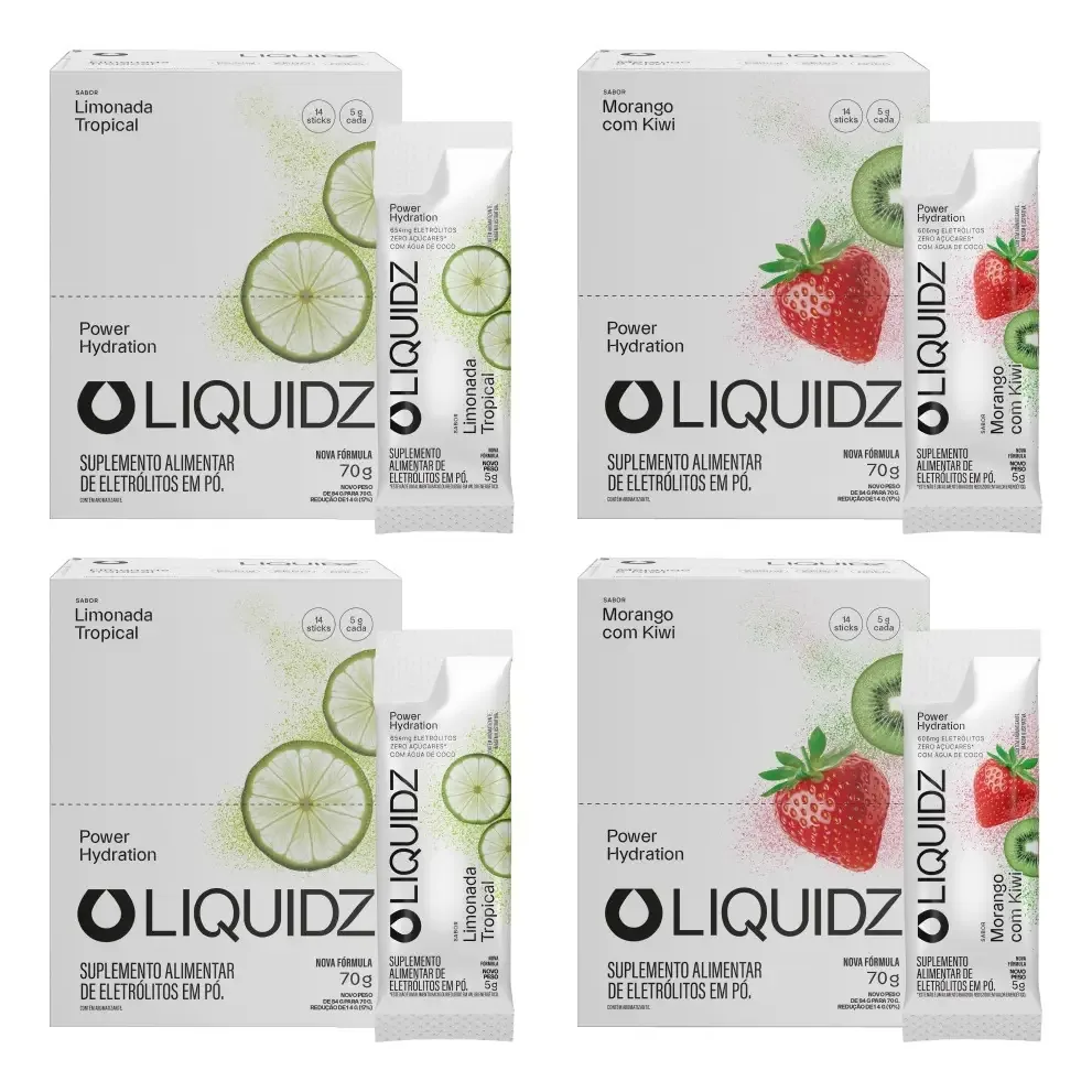 Liquidz Eletrólitos Zero Açúcar 2 Sabores - 4cx c/14 Sachês