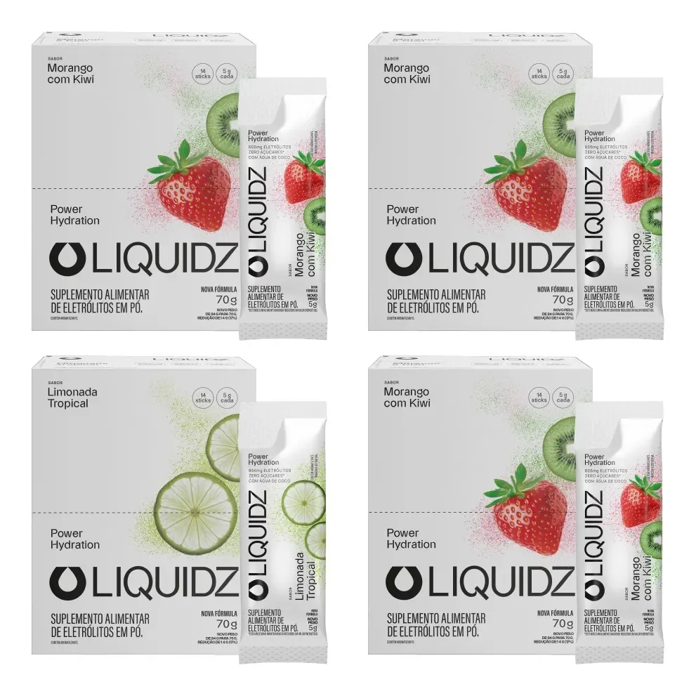 Liquidz® Eletrólitos Zero Açúcar Limonada|morango 56 Sachês