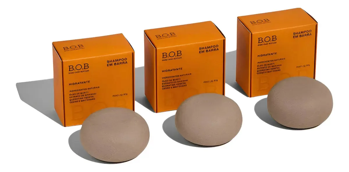 Kit 3 Shampoos Natural Em Barra Vegano Hidratante B.o.b