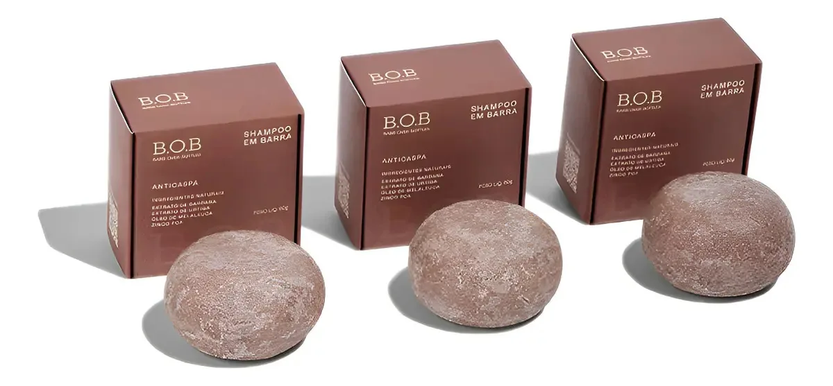 Kit 3 Shampoos Em Barra Natural Vegano Anticaspa B.o.b