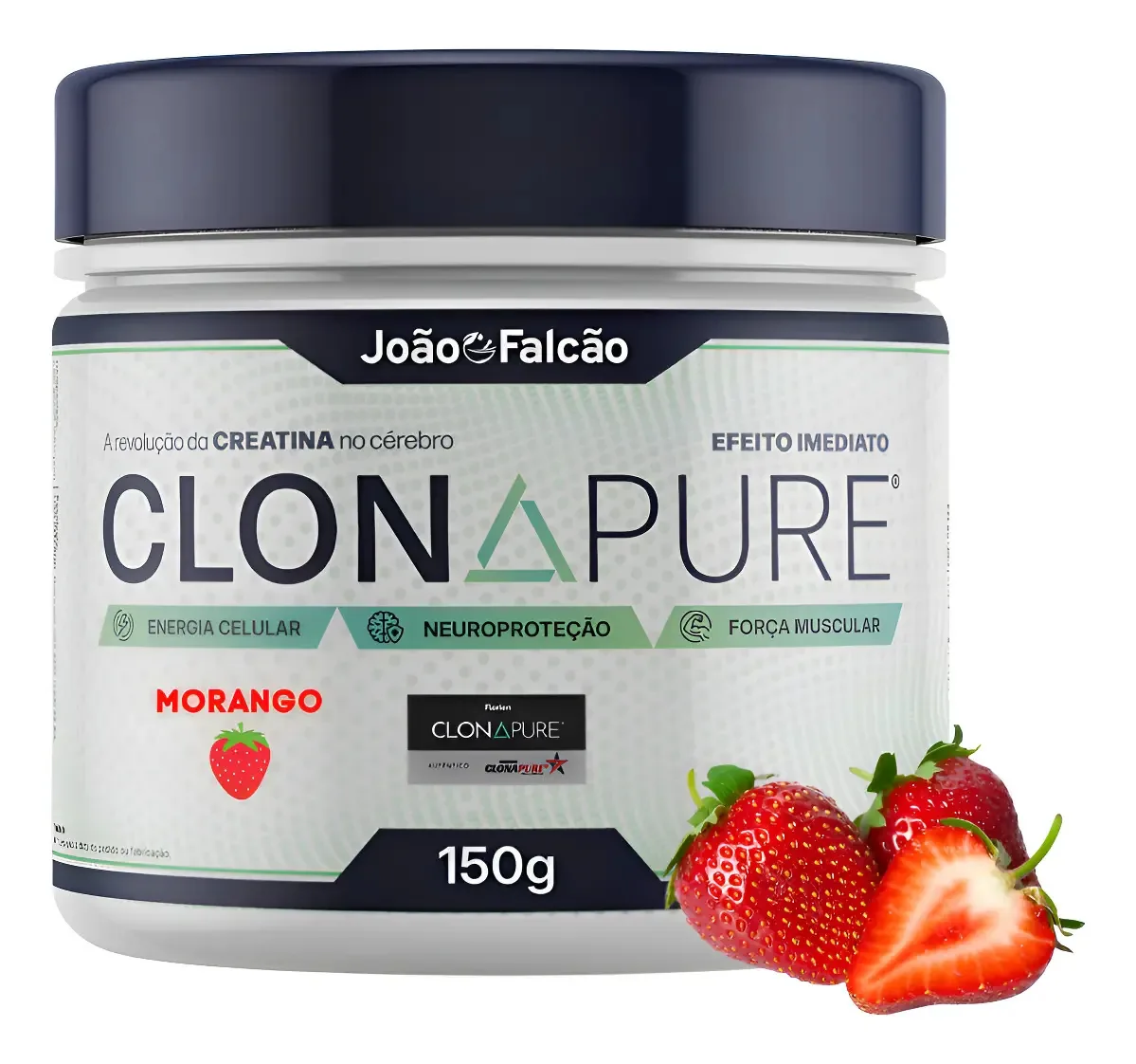 Clonapure Farmácia João Falcão 150g Sabor Morango Sem Glúten Vegano