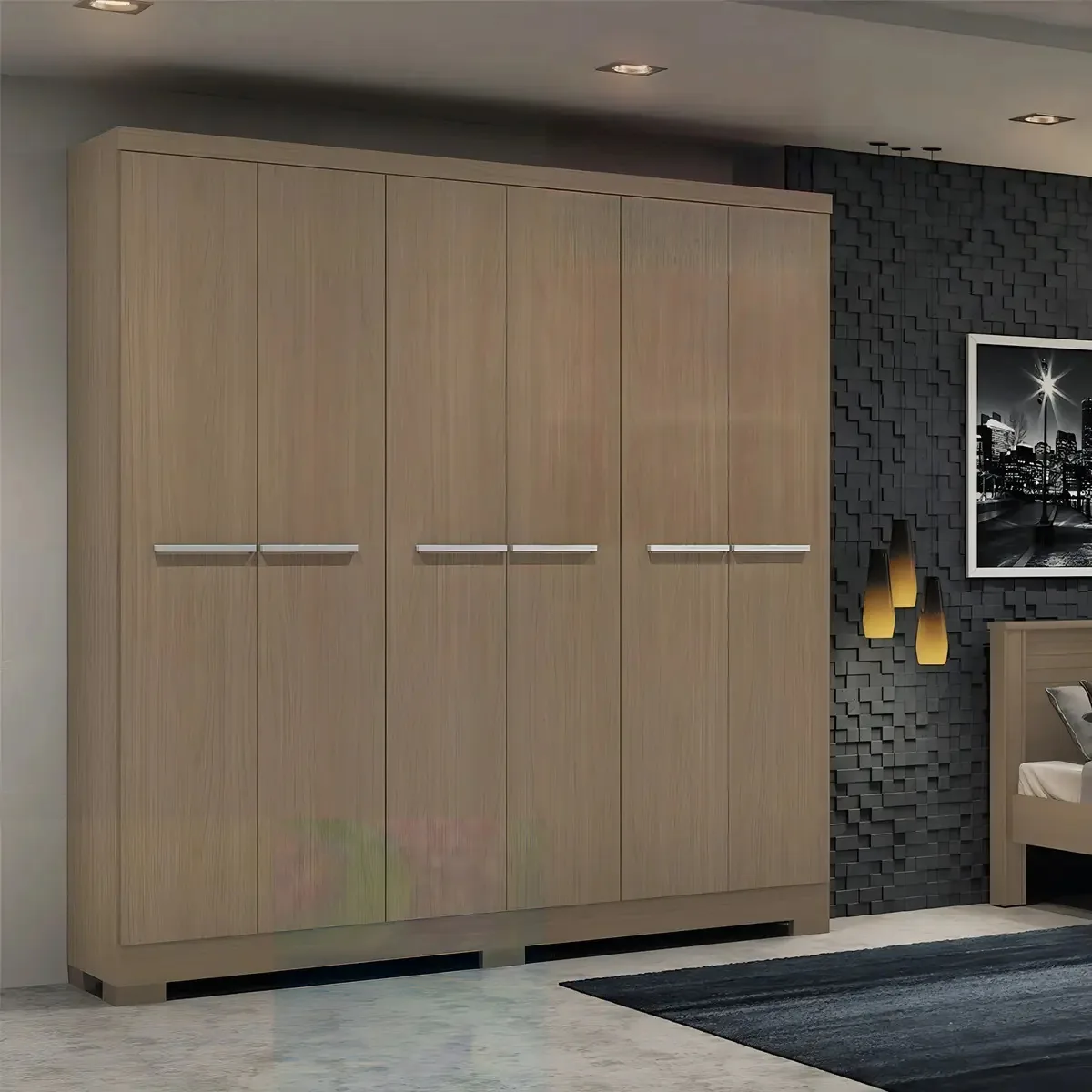 Guarda-roupas 6 Portas 2 Gavetas Nature E530 - Kappesberg Cor Creme